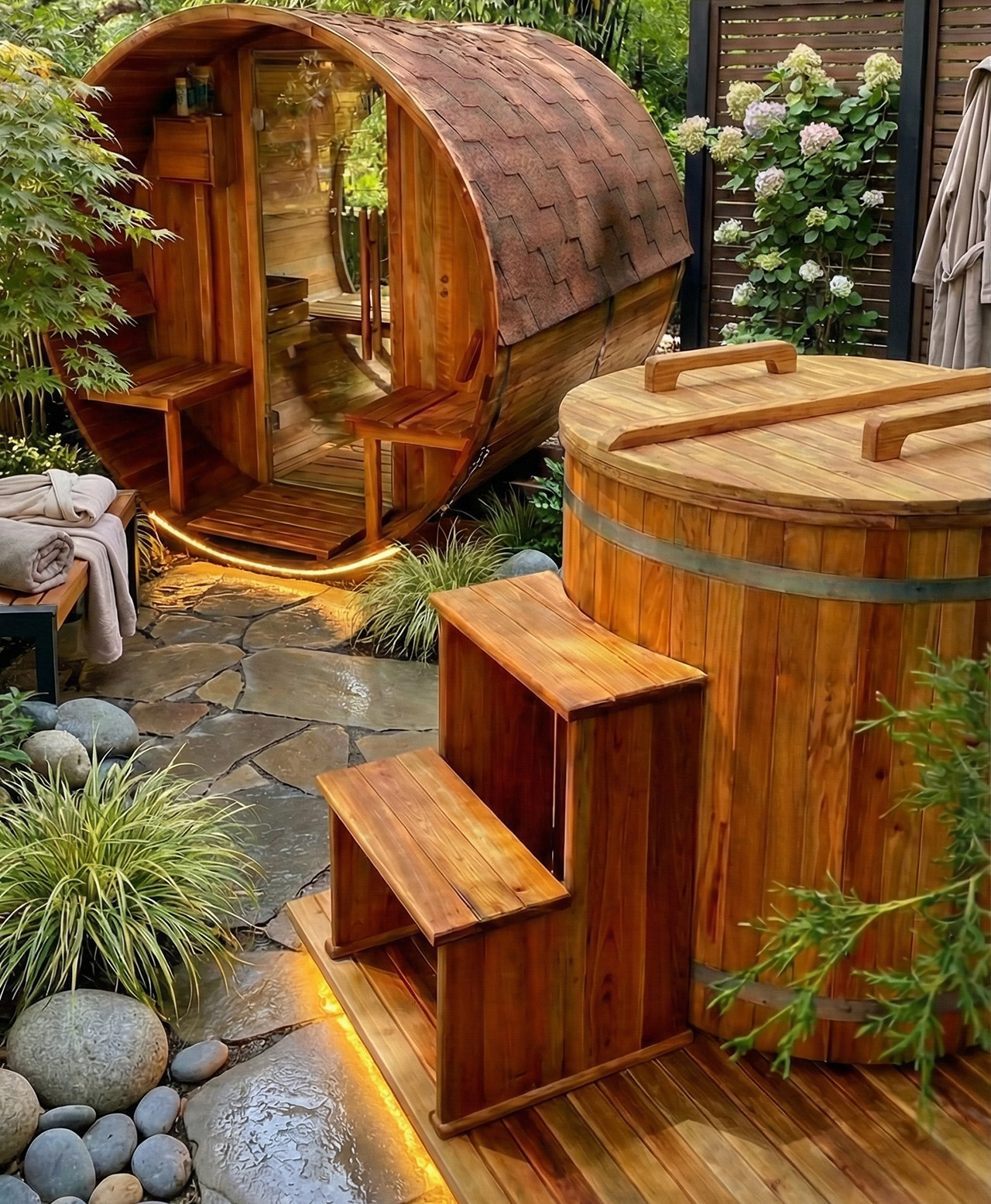 Sauna Barril y Cold Plunge