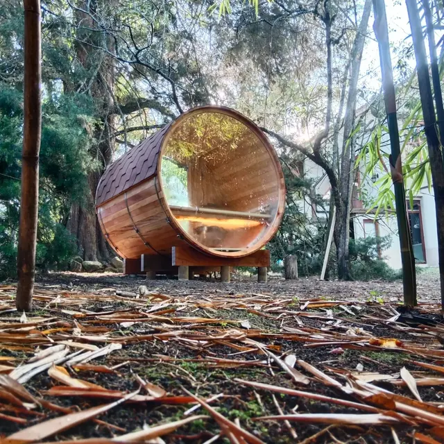 Vista del proyecto Sauna Barril para 4 personas