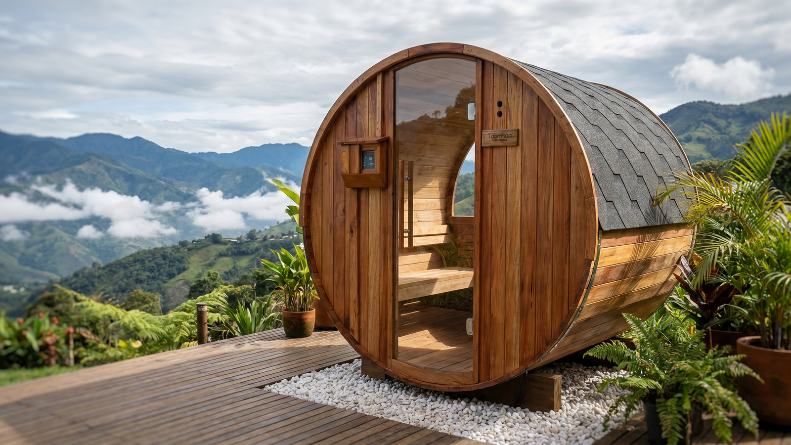 Sauna barril 6 personas en exterior