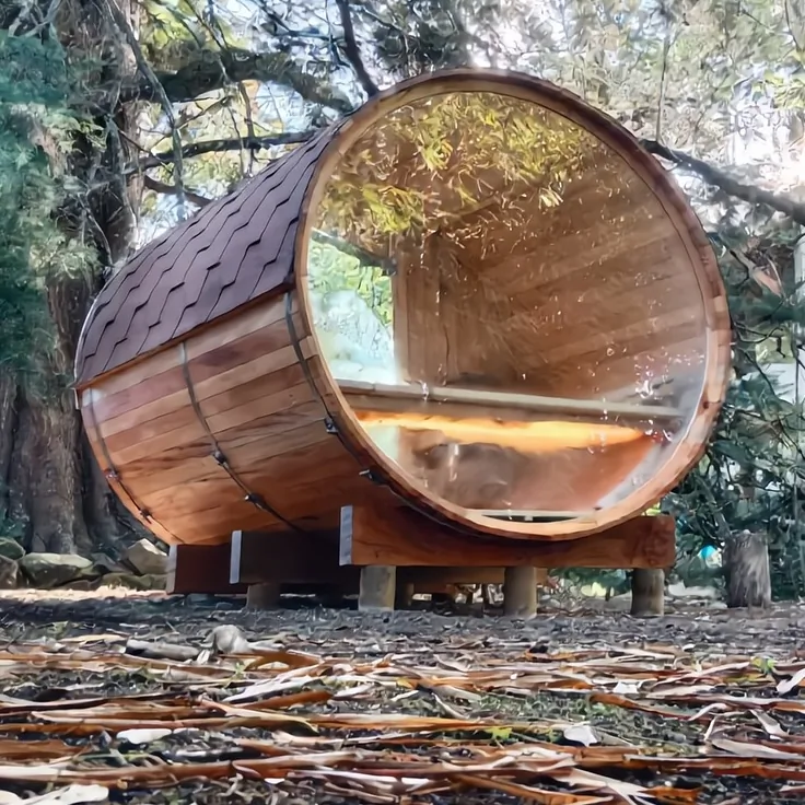 Sauna barril 4 personas con ventanal círculo